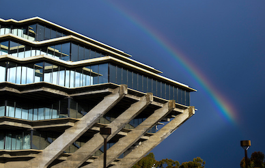 Geisel library with rainbow